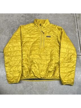 vintage patagonia nano puff yellow quarter zip jacket size large